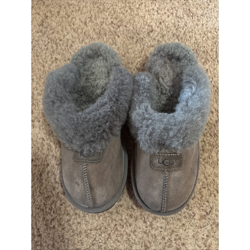 UGG COQUETTE GREY GRAY SHEARLING MOCASSIN SLIPPERS US Women's 8 Soft Comfy